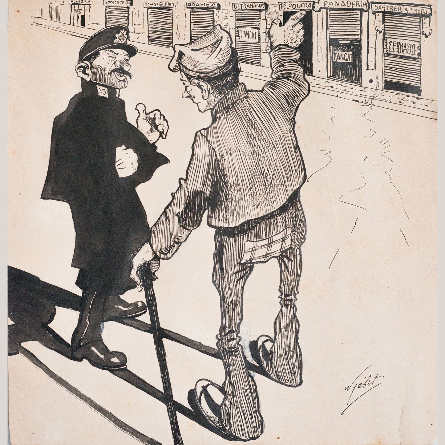 Spanish or Catalan Satirical Cartoon Studies – Unidentified Artists