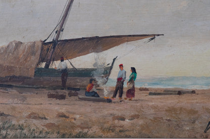 Mediterranean fishing boat - Beach scene