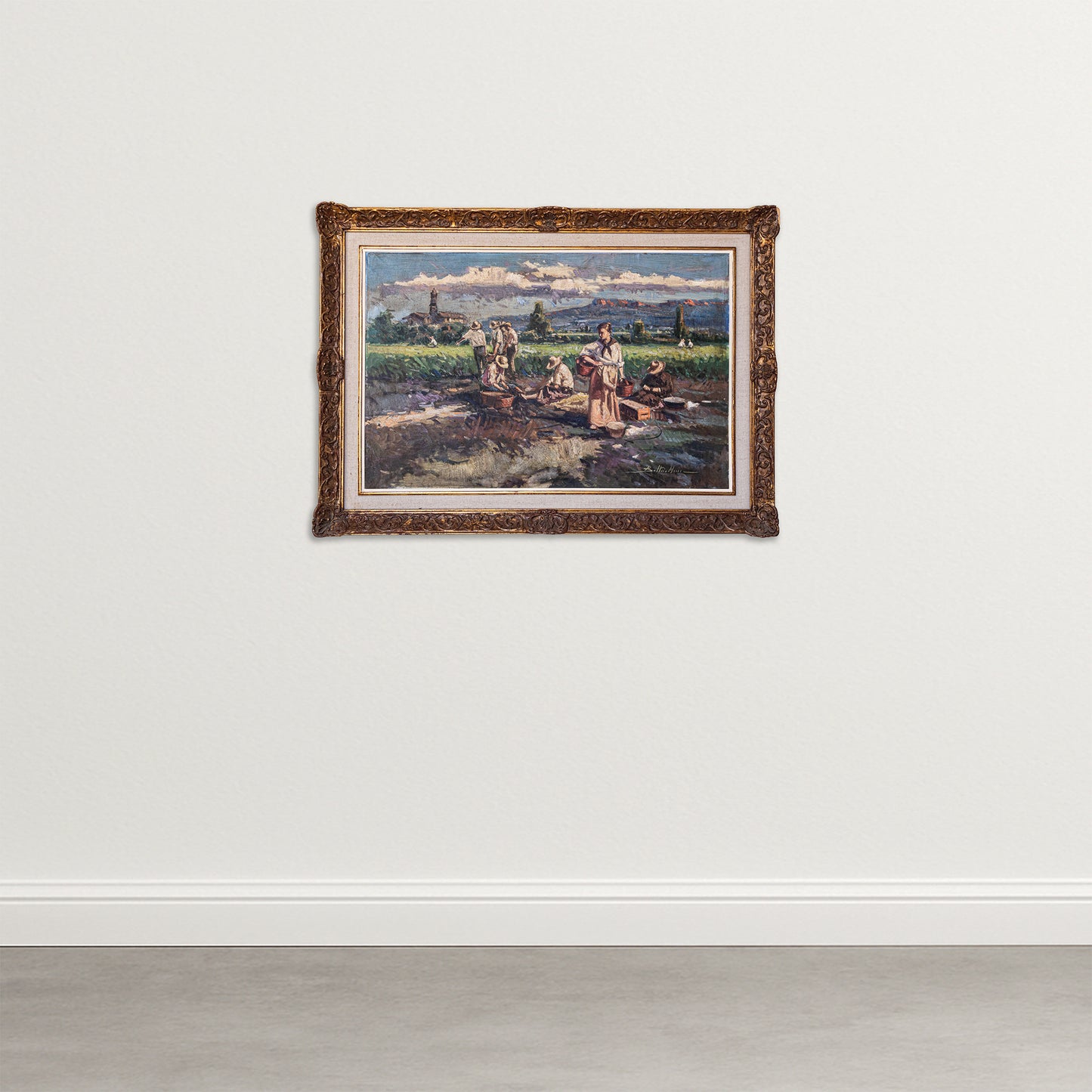 Harvesting the crop - Large Frame Post Impressionist Oil