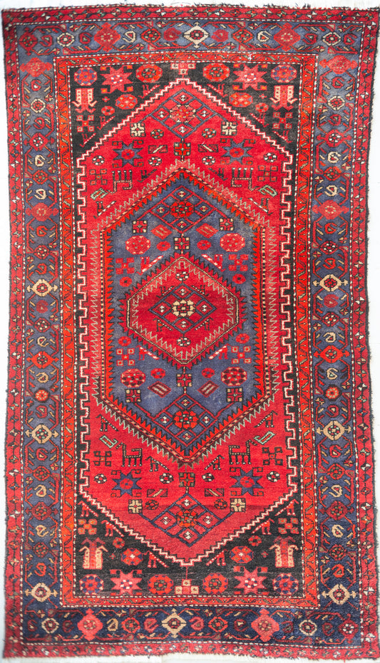 Zanjan Vintage Rug- Geometric Design - Animal motifs