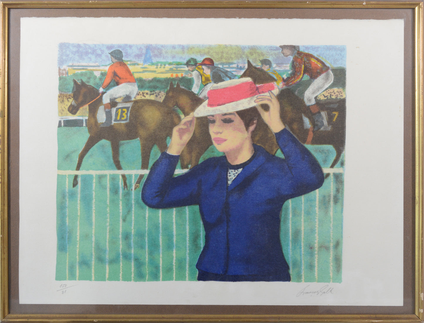 Horse races at Auteuil - Lady with hat - François Gall