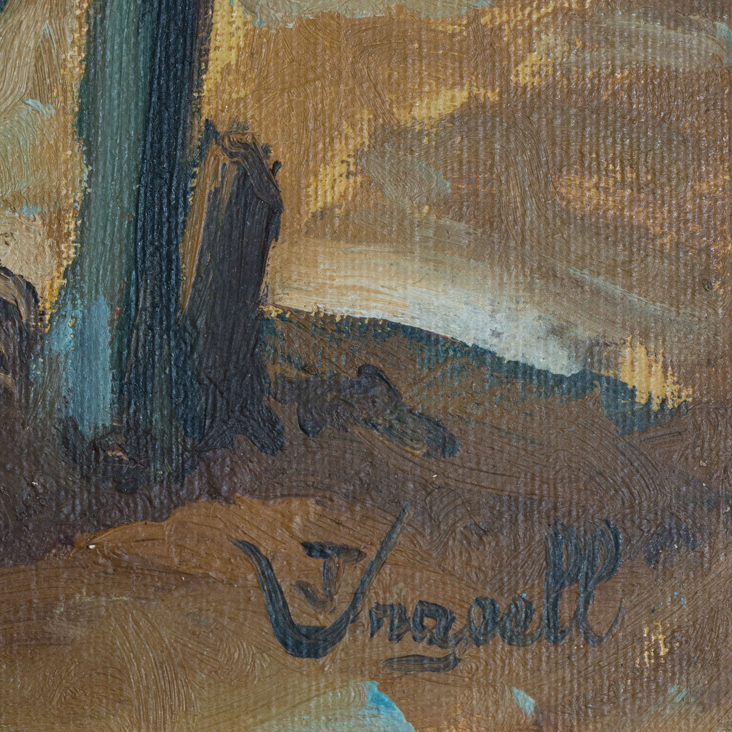 Vintage Oil Painting of a African Woman Drawing Water, Signed