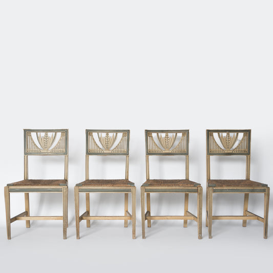 Set of Four Neoclassical Painted Dining Chairs