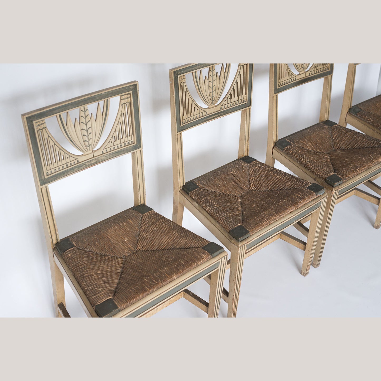 Set of Four Neoclassical Painted Dining Chairs