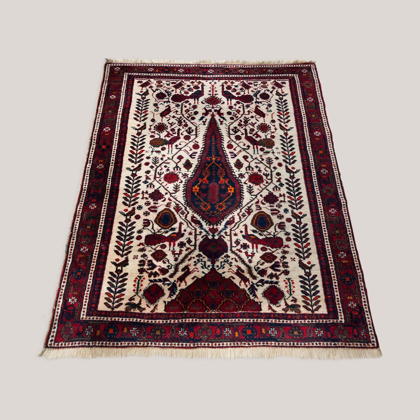 Vintage Hand-Knotted Rug with Tree of Life Design - 159 cm -124 cm