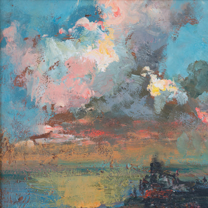 Expressive Impressionist Coastal Sunset Cloud Study - Oil Painting