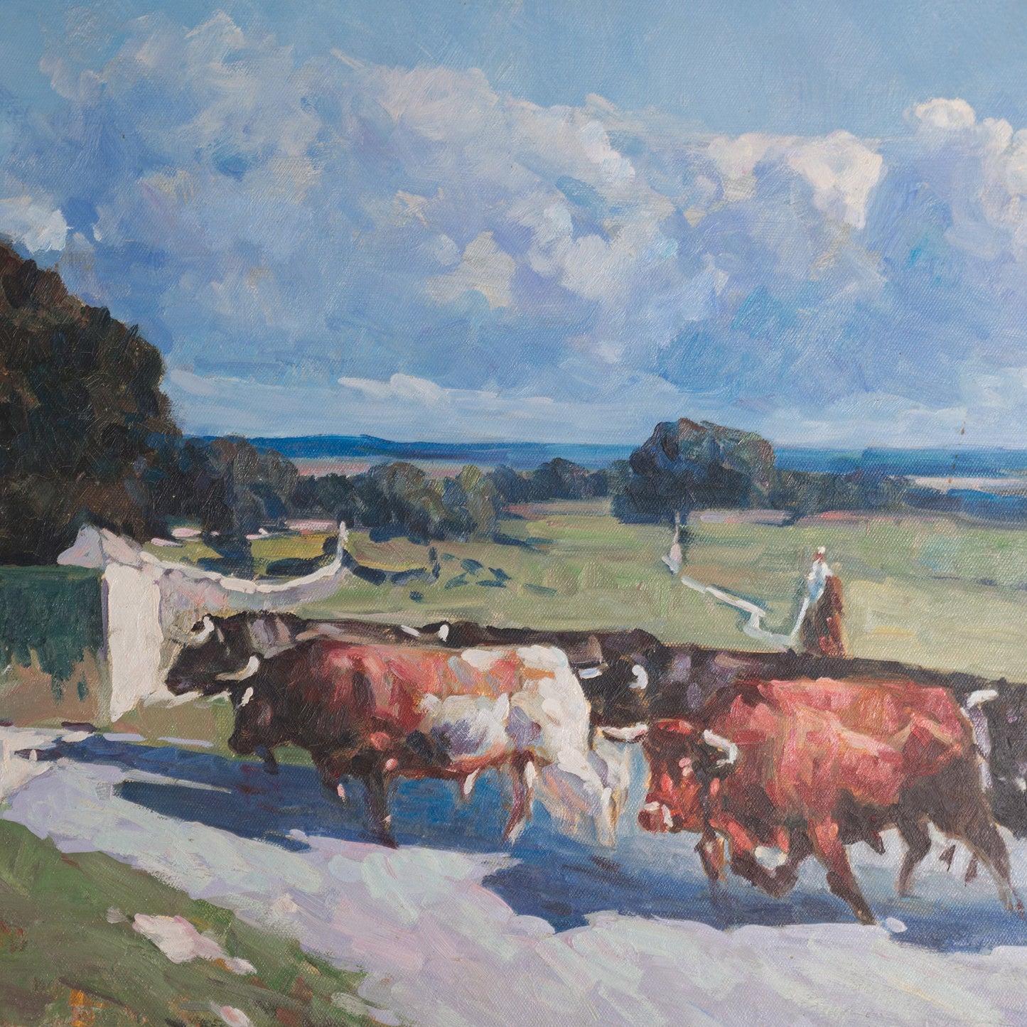 Cattle Drive Beneath a Southern Sky - Oil on Canvas
