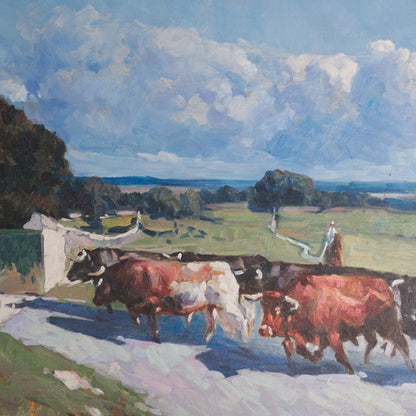 Cattle Drive Beneath a Southern Sky - Oil on Canvas