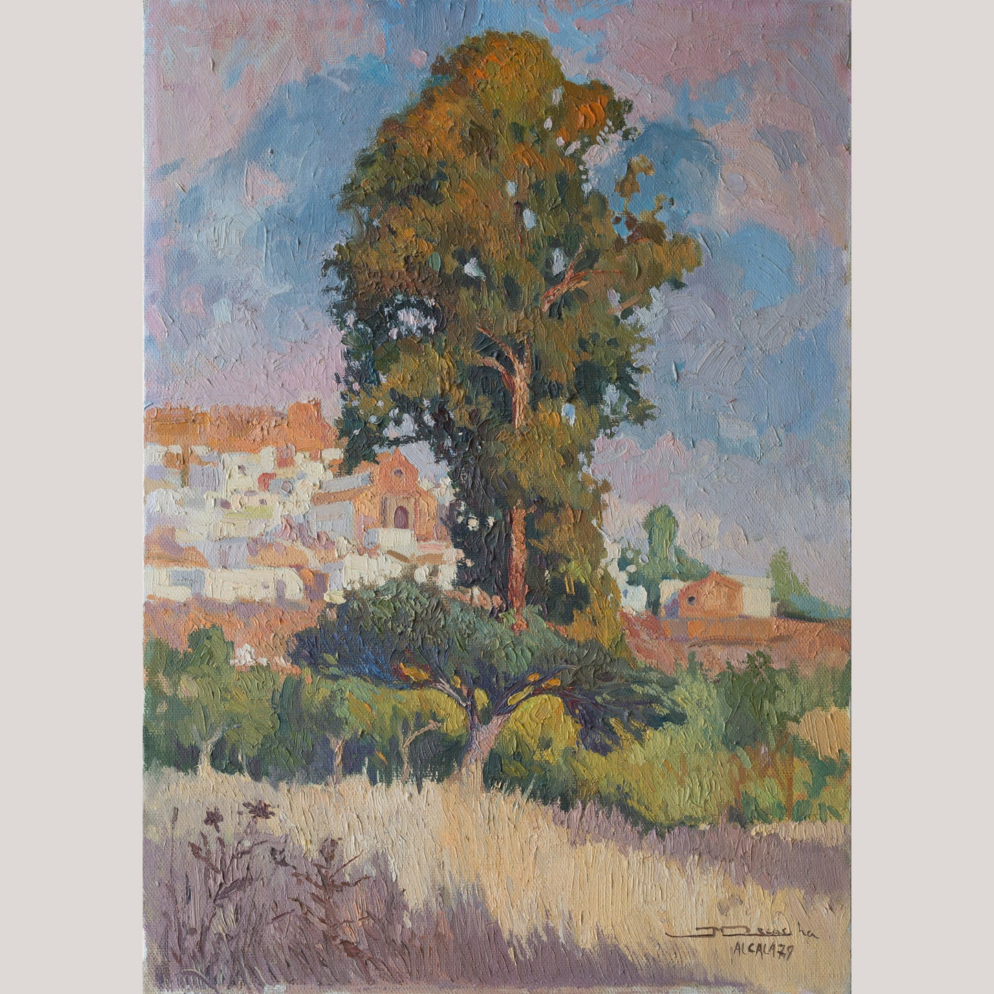 Landscape of Alcalá de los Gazules - Impressionist Oil on Canvas