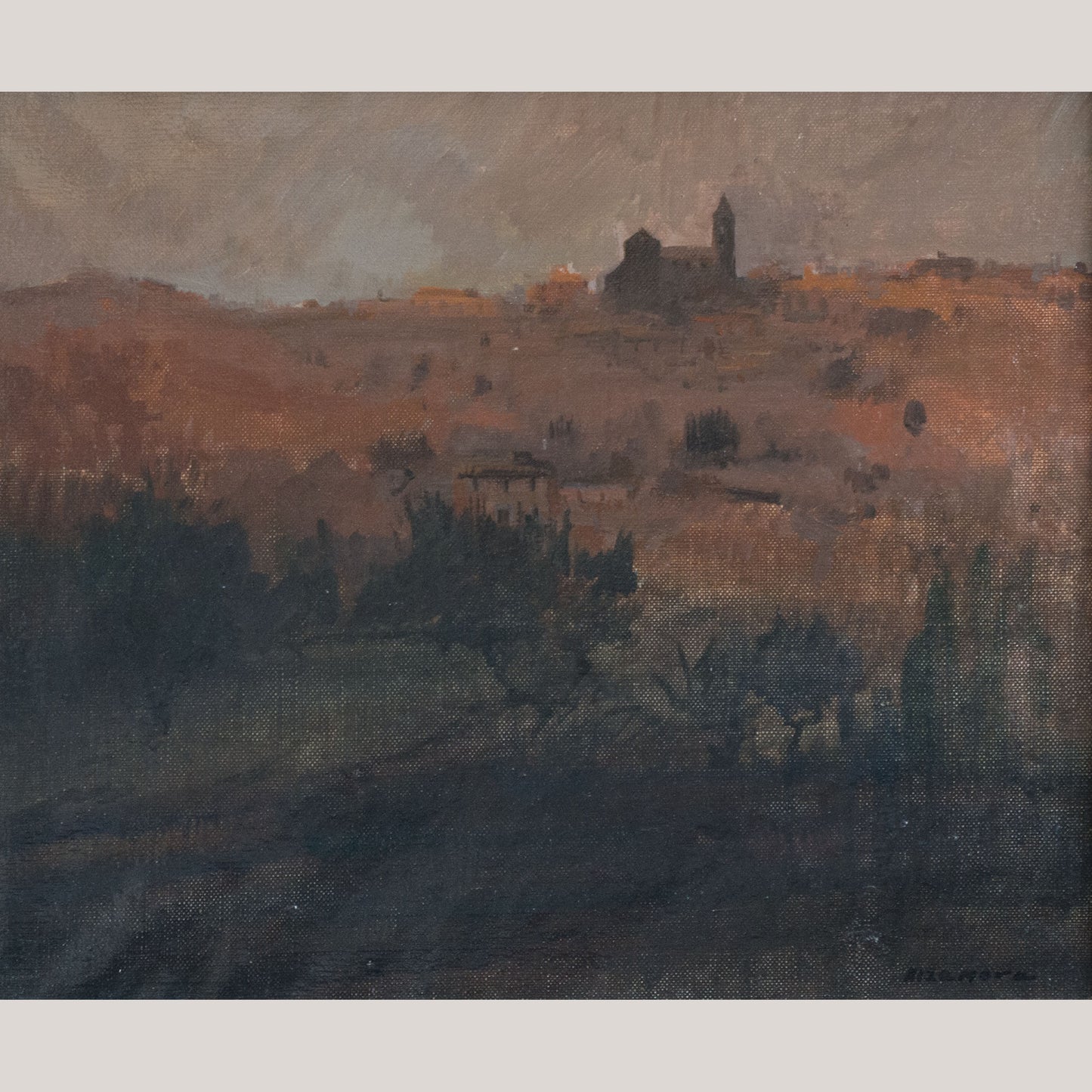 Atmospheric Landscape in Ochre Tones – Oil on Canvas