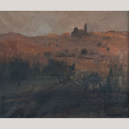 Atmospheric Landscape in Ochre Tones – Oil on Canvas