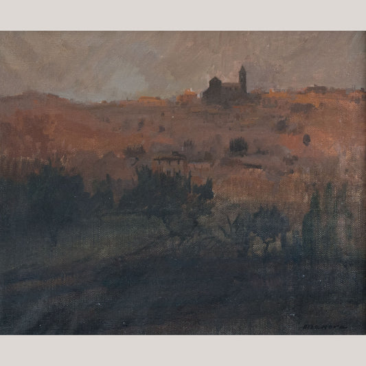 Atmospheric Landscape in Ochre Tones – Oil on Canvas
