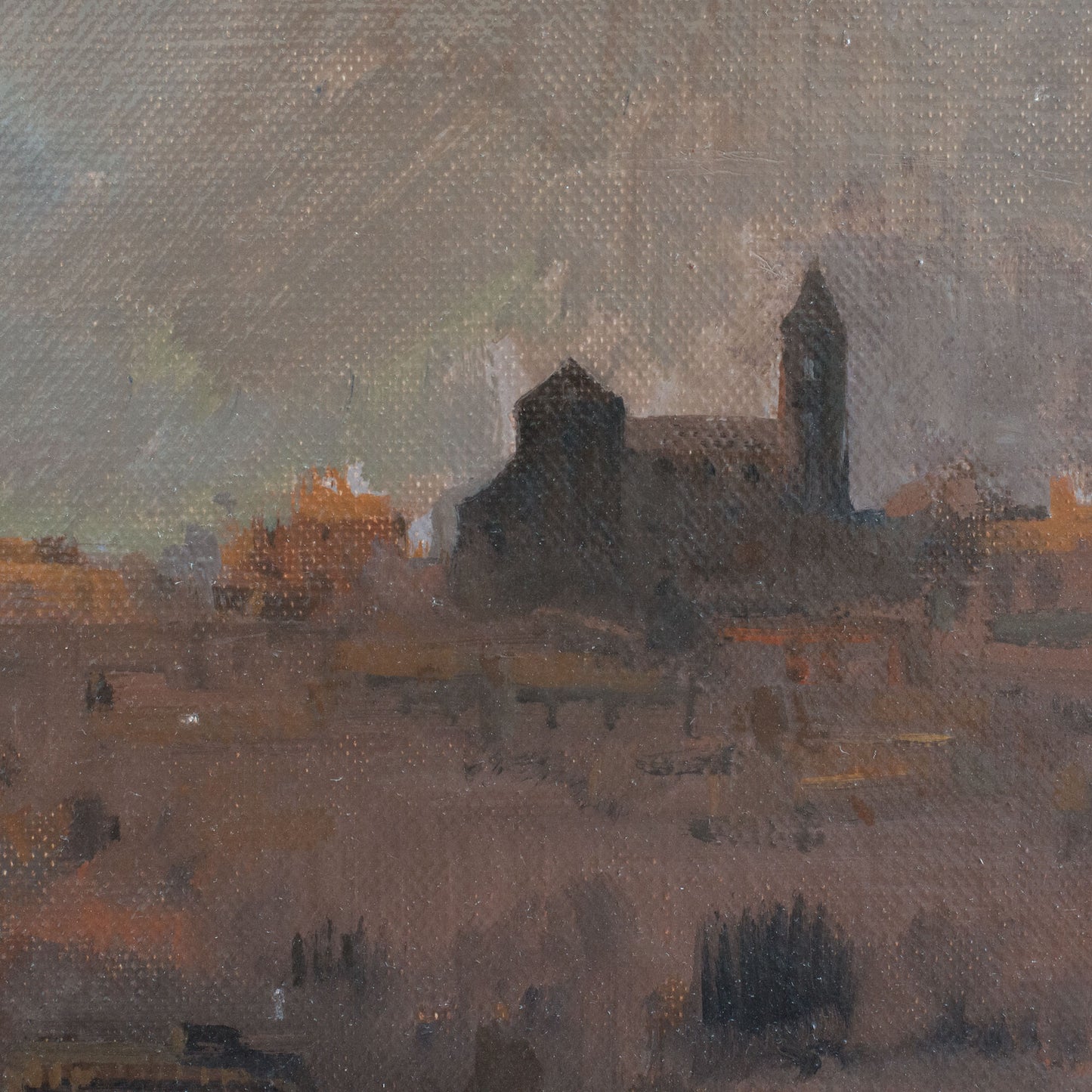 Atmospheric Landscape in Ochre Tones – Oil on Canvas