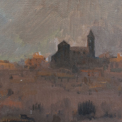 Atmospheric Landscape in Ochre Tones – Oil on Canvas