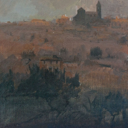 Atmospheric Landscape in Ochre Tones – Oil on Canvas