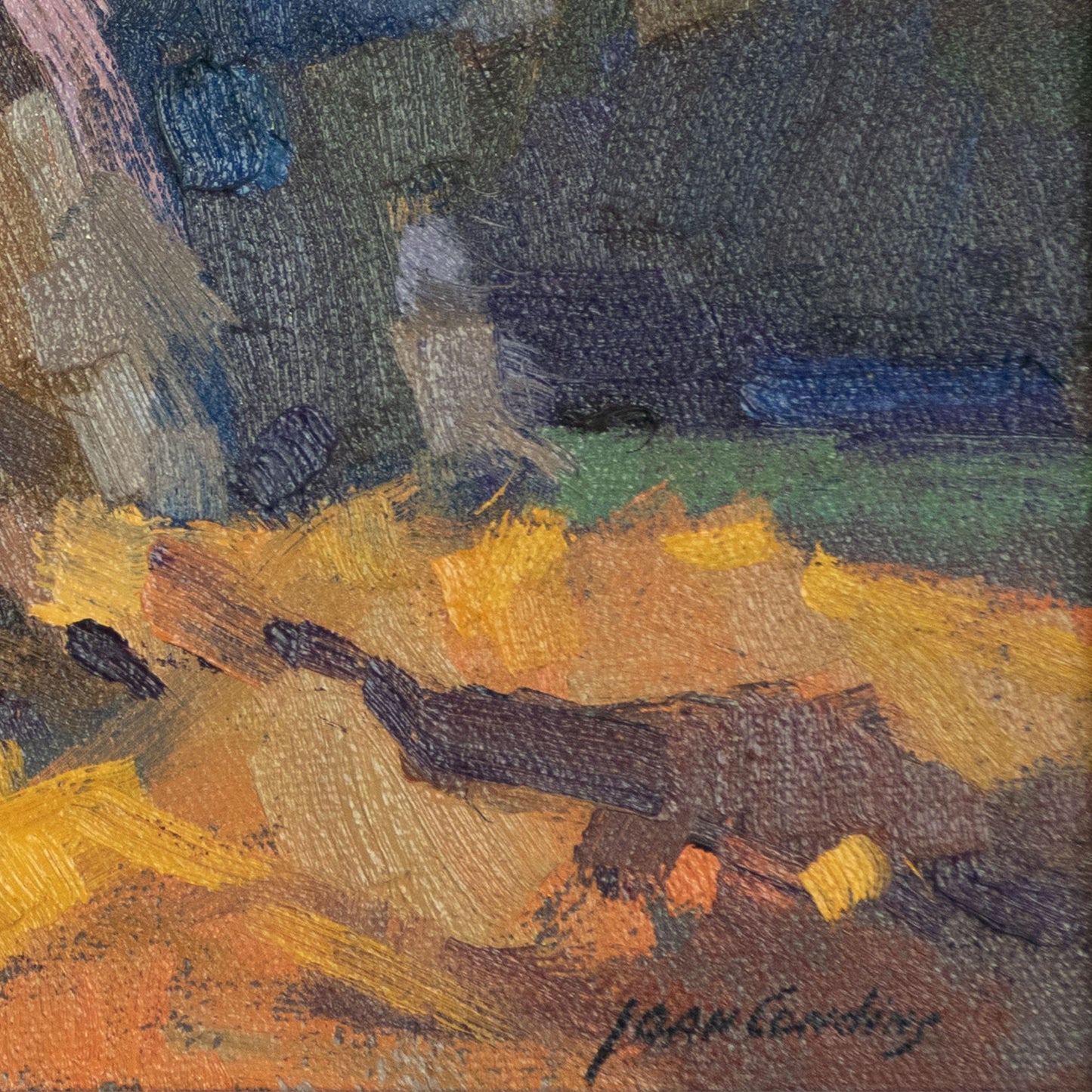 Twilight Haystacks - Joan Condins – Original Framed  Impressionist Oil Painting