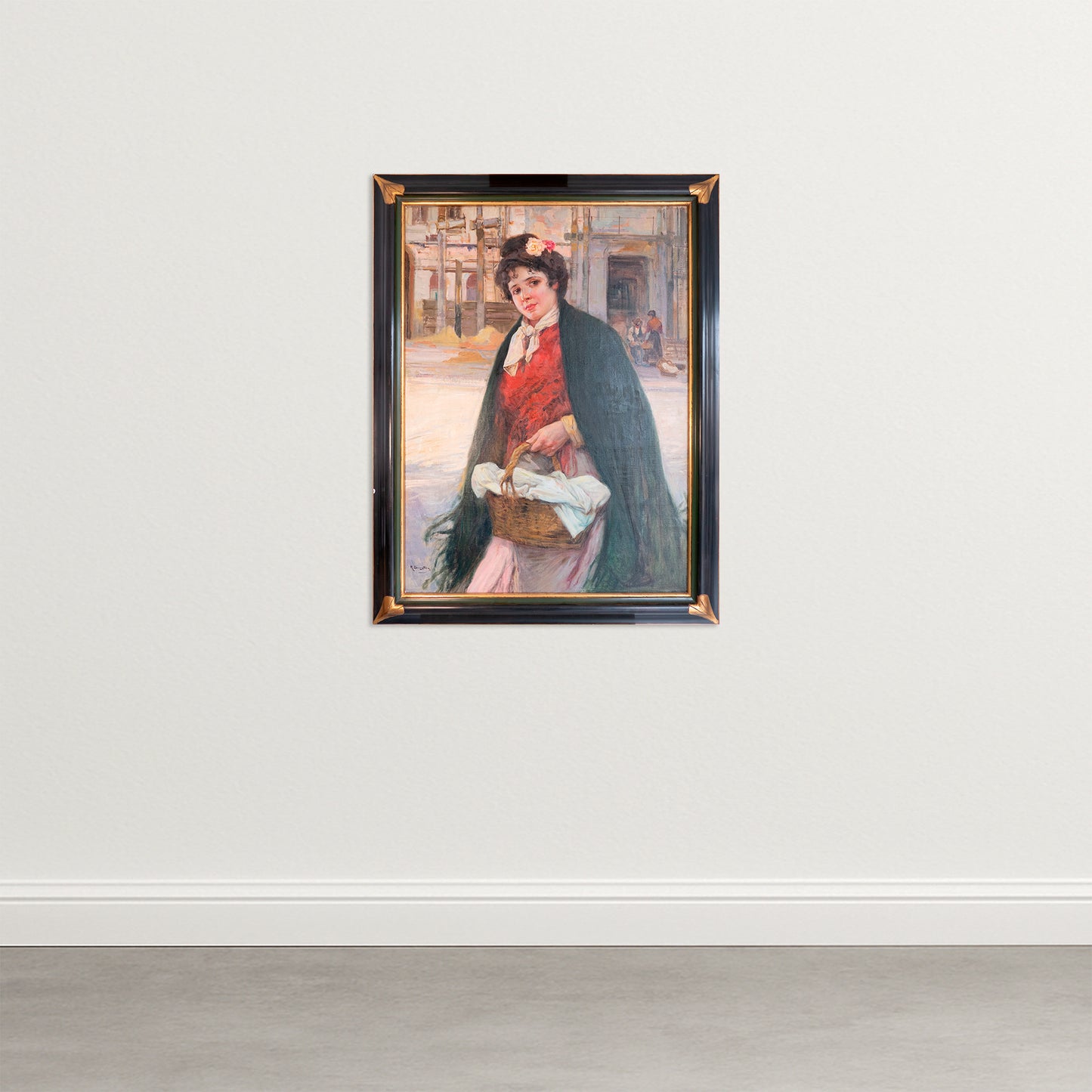 The Flower Seller – 19th Century Oil Painting - Ricardo BRUGADA Y PANIZO (1867-1919)