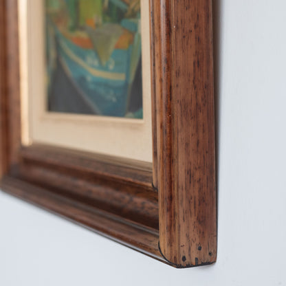 Two Post Impressionist Oil Paintings - Fisherman and Fishing Boats