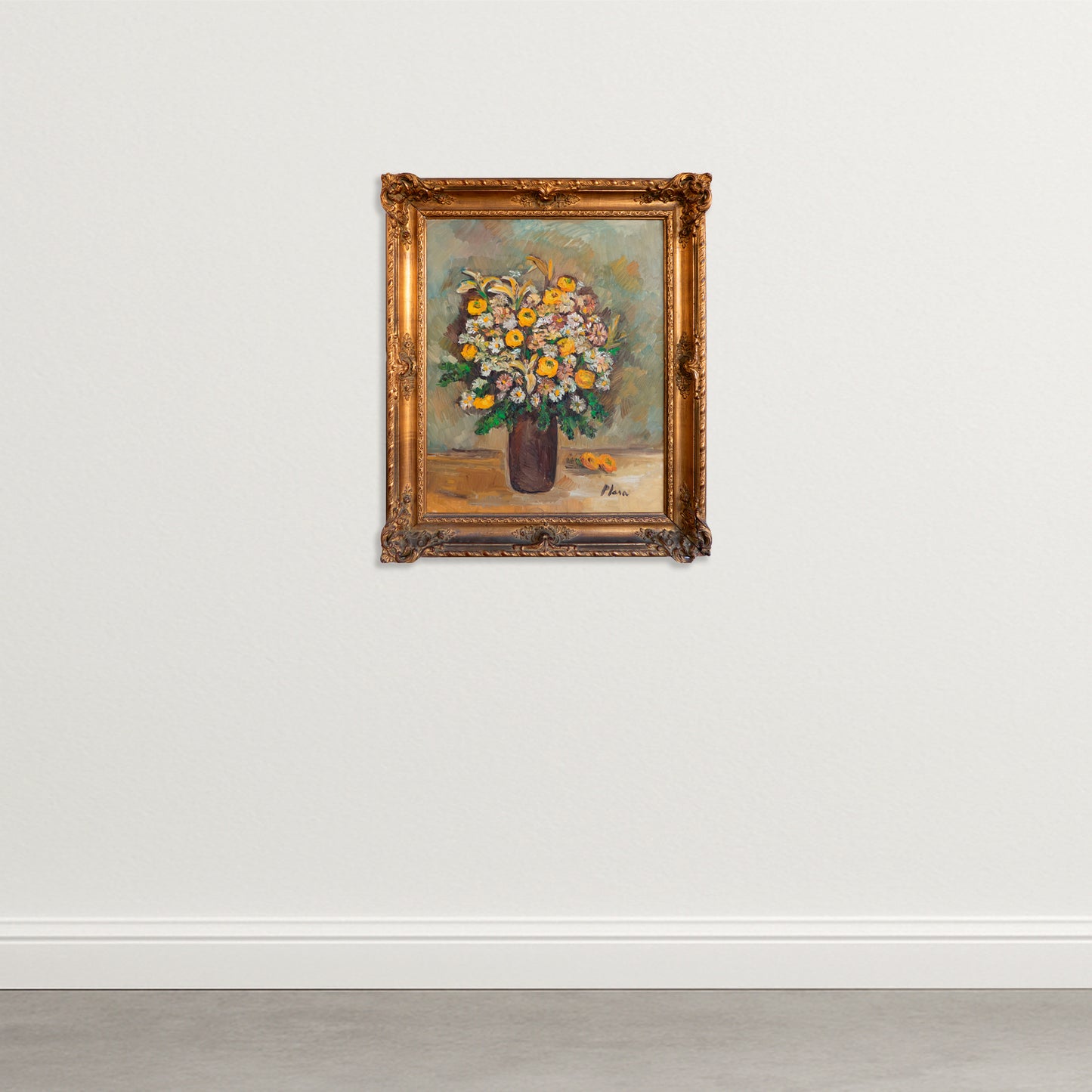Radiant Blooms in Golden Light – Floral Still Life by Francesca Plasa