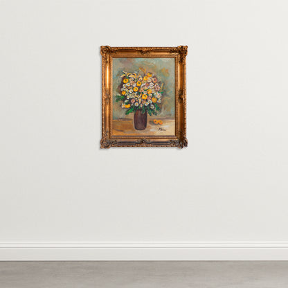Radiant Blooms in Golden Light – Floral Still Life by Francesca Plasa