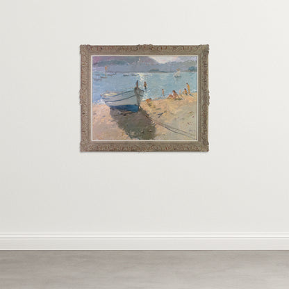 Contrallum a Cadaqués – Beach Scene with Boat by Josep Munné Graupera