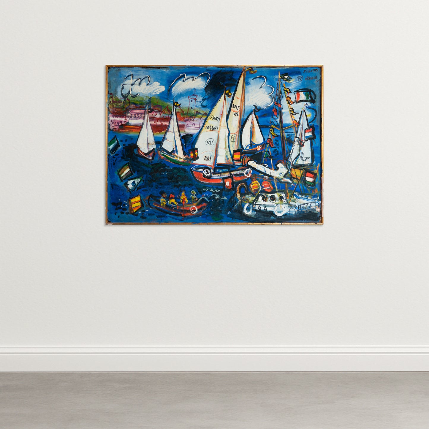“Sailboats at Regatta – Original Oil by Fermín Vilanova (1960)”