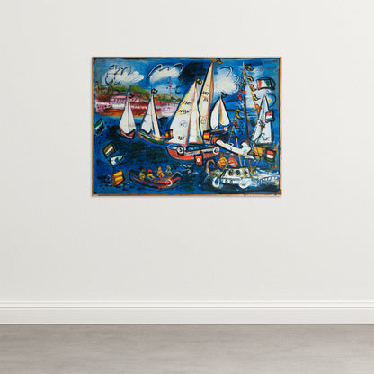 “Sailboats at Regatta – Original Oil by Fermín Vilanova (1960)”
