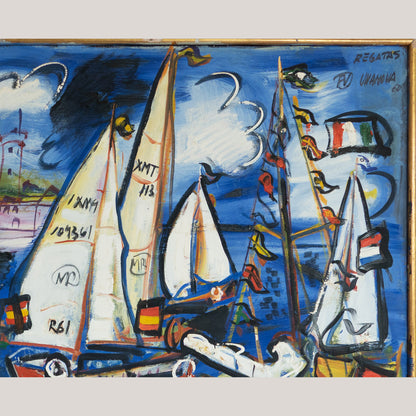 “Sailboats at Regatta – Original Oil by Fermín Vilanova (1960)”