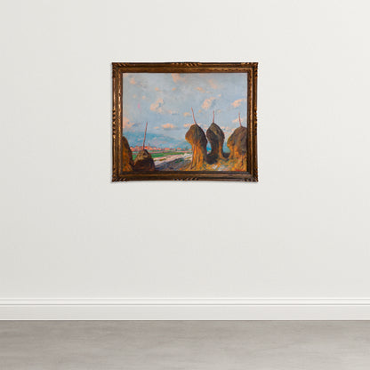 Impressionist Haystack Landscape – Oil on Canvas by Ramon Trulls Pons
