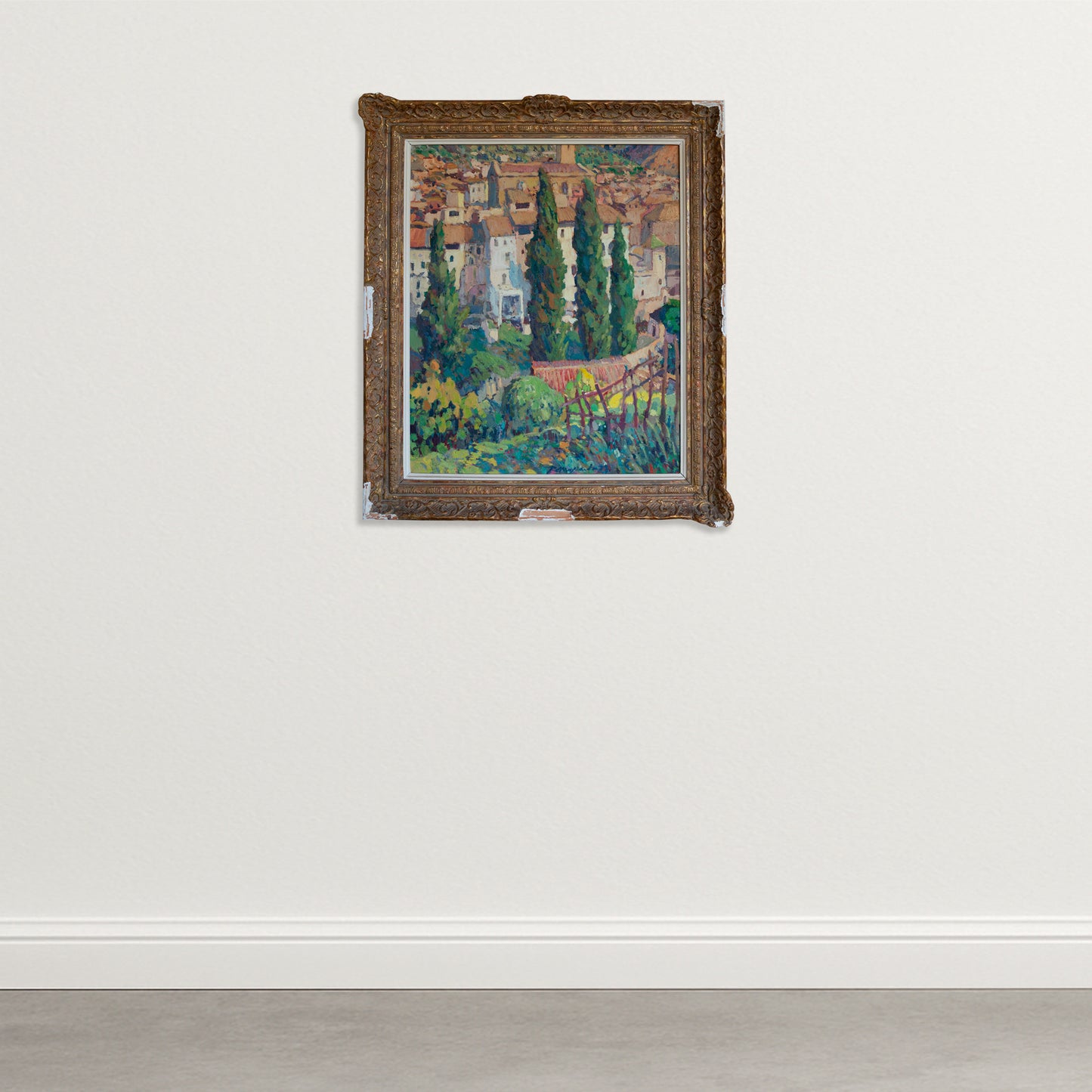 Mediterranean Village Scene – Ramón Moscardó – Original Oil on Canvas
