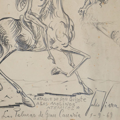 Don Quixote Attack Scene Drawing Julio Viera