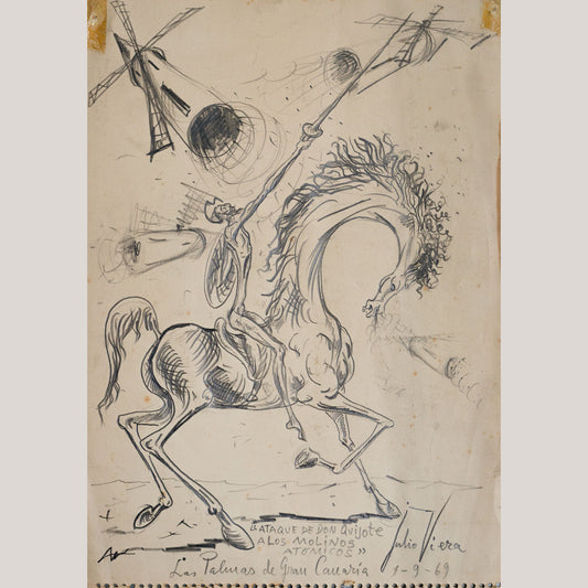 Don Quixote Attack Scene Drawing Julio Viera
