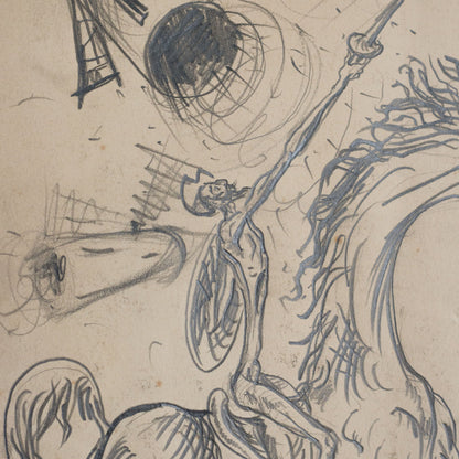 Don Quixote Attack Scene Drawing Julio Viera