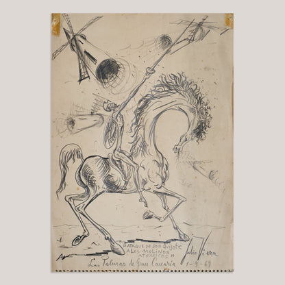 Don Quixote Attack Scene Drawing Julio Viera