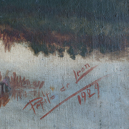 Lady Tending a Flock of Geese at Dusk or Dawn -  Barbizon  School Influenced