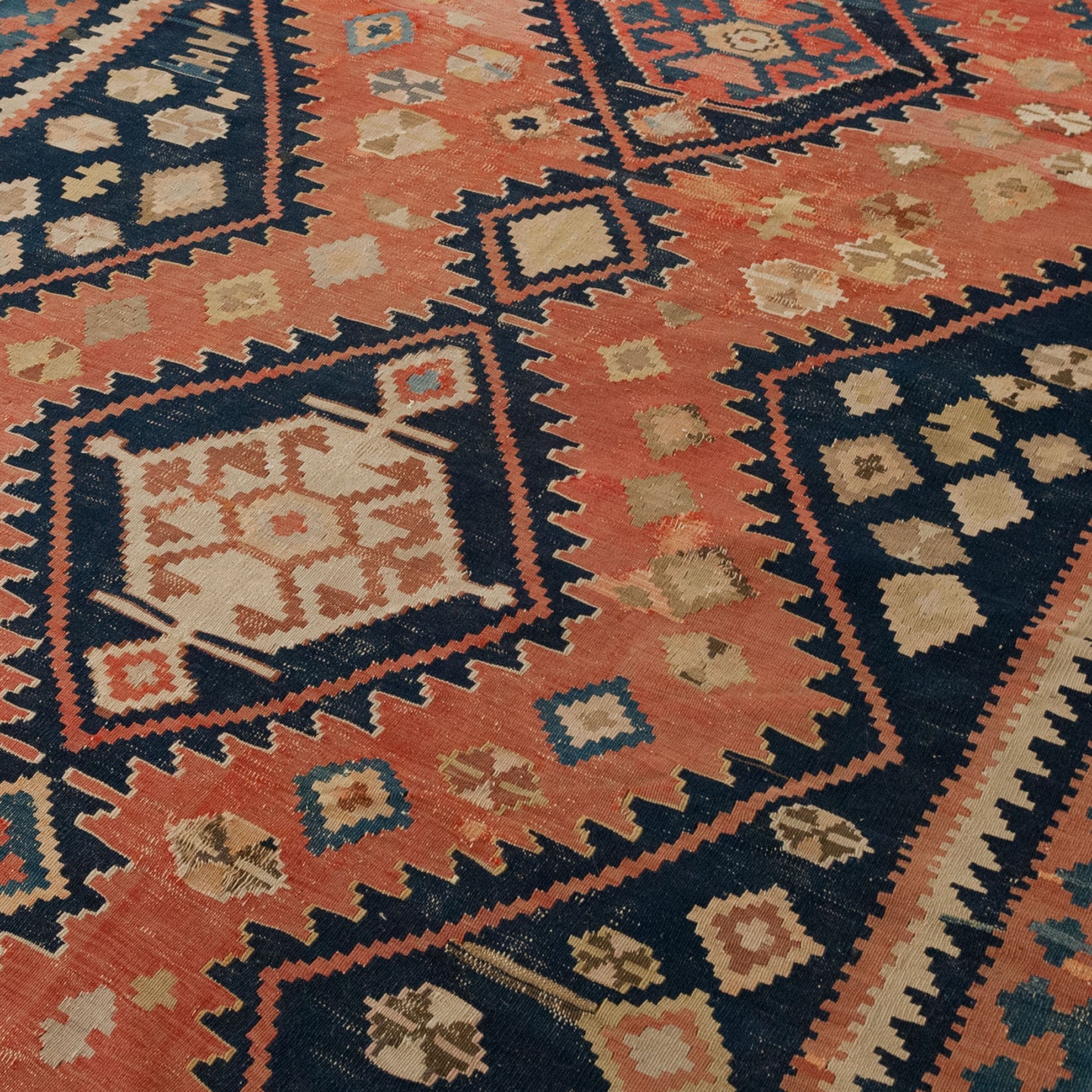 Large Vintage Hand-Knotted Caucasian Kazak Kilim Runner - 370 × 165 cm.