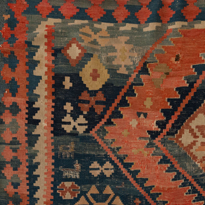 Large Vintage Hand-Knotted Caucasian Kazak Kilim Runner - 370 × 165 cm.