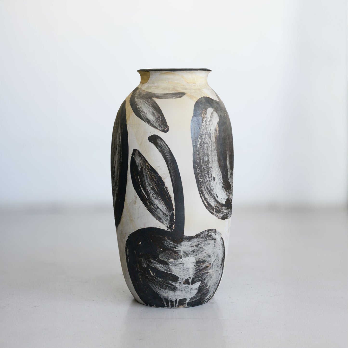Abstract Black and White Studio Pottery Vase