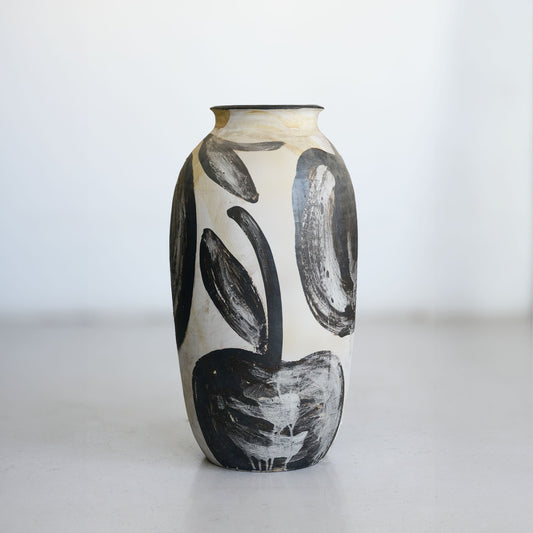 Abstract Black and White Studio Pottery Vase