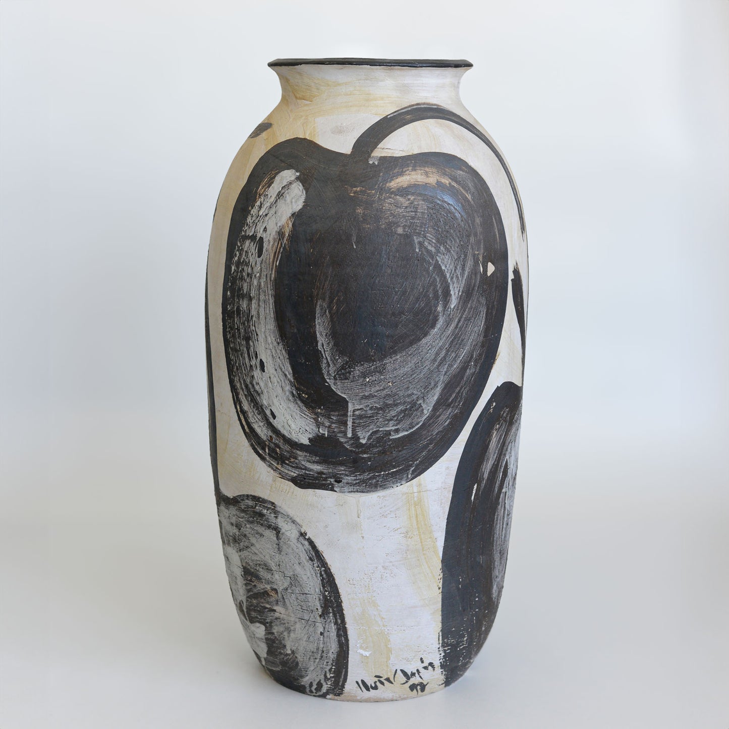 Abstract Black and White Studio Pottery Vase