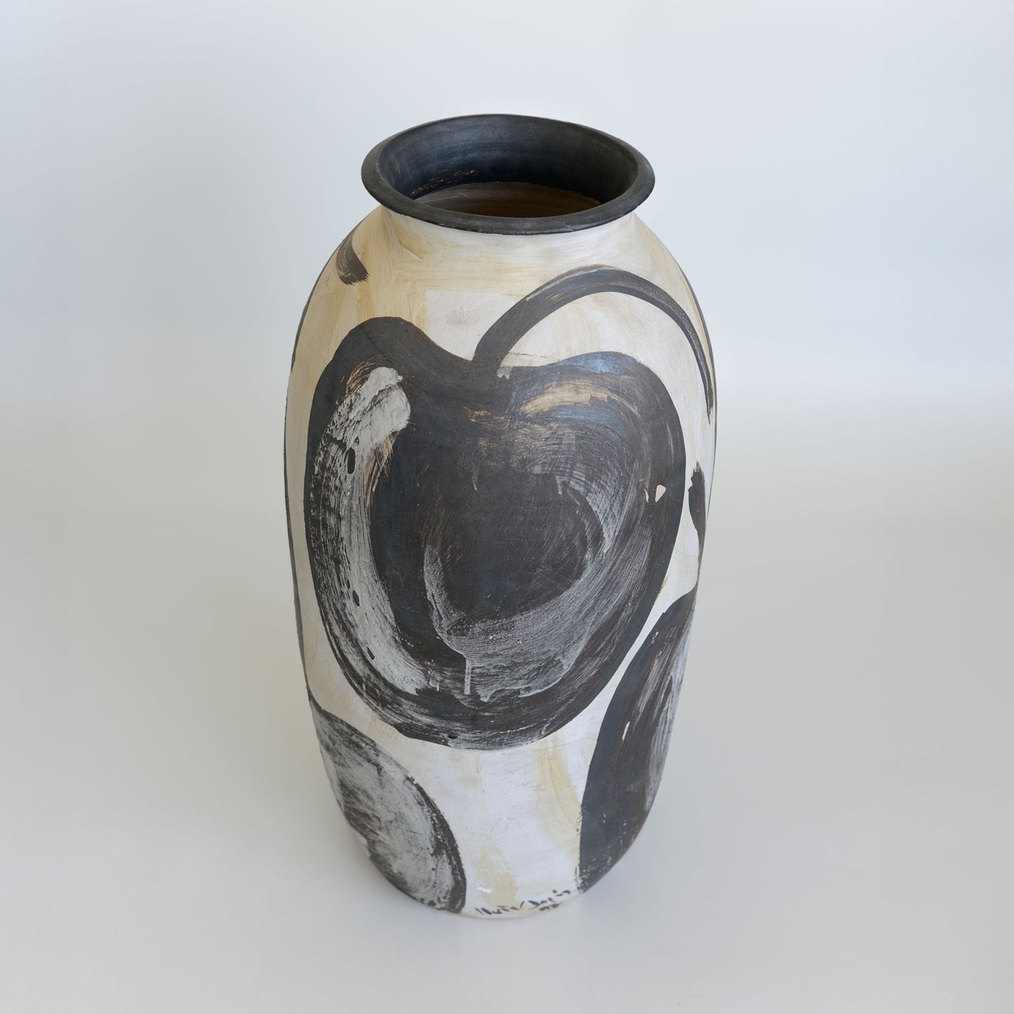 Abstract Black and White Studio Pottery Vase