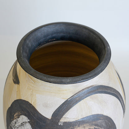 Abstract Black and White Studio Pottery Vase