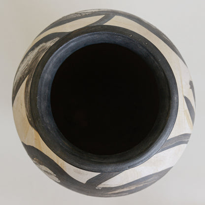 Abstract Black and White Studio Pottery Vase