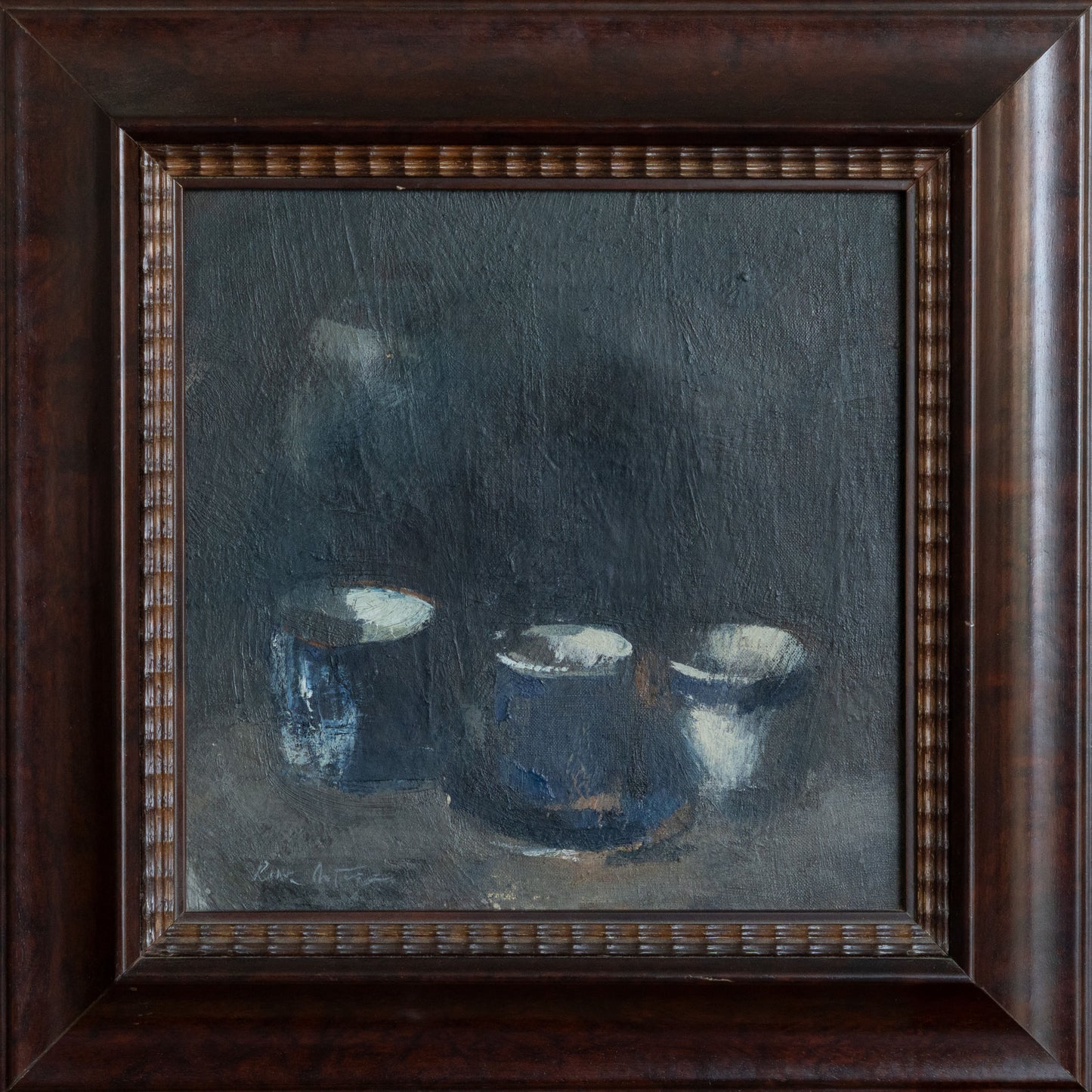 Pair of Still Life Paintings - Oil Studies Teacups and Pots – Signed and Dated