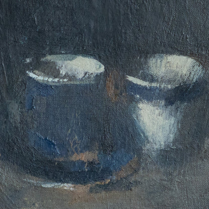 Pair of Still Life Paintings - Oil Studies Teacups and Pots – Signed and Dated