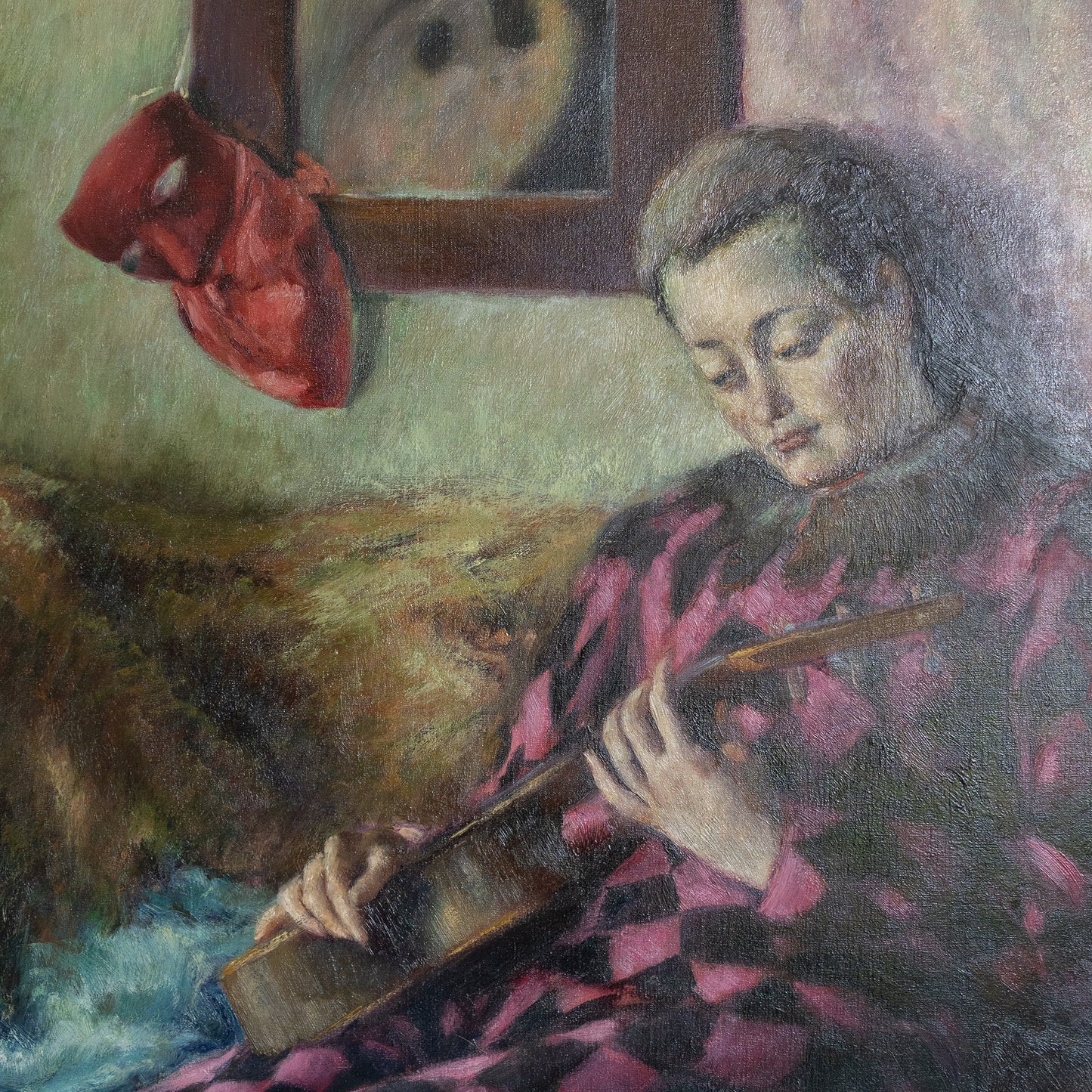 Harlequin Figure with Guitar – Follower of José Manuel Capuletti and Related Symbolist Artists