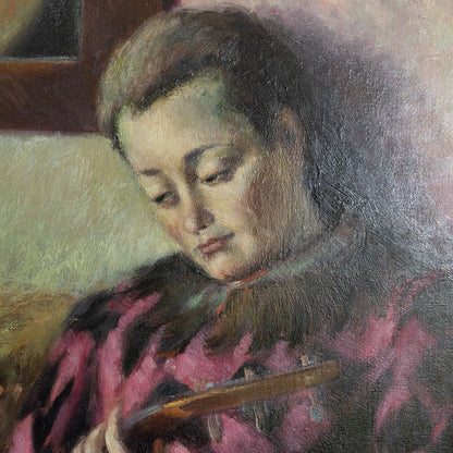Harlequin Figure with Guitar – Follower of José Manuel Capuletti and Related Symbolist Artists