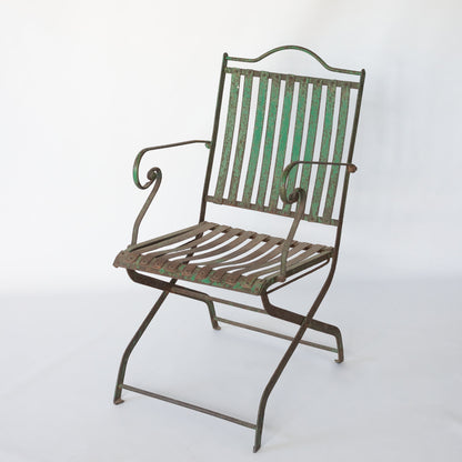 Pair Antique French or Spanish Wrought Iron Garden Chairs