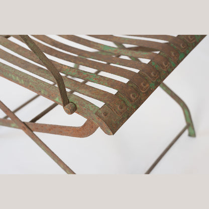 Pair Antique French or Spanish Wrought Iron Garden Chairs