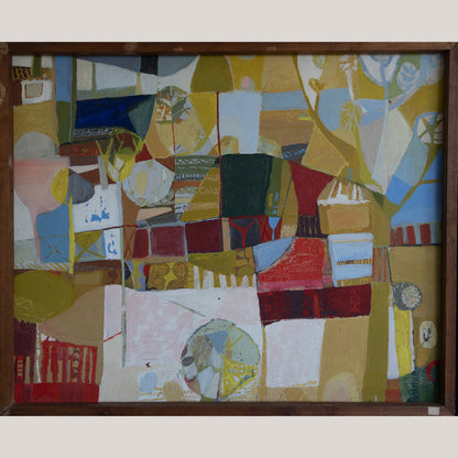 Large Abstract Oil Composition – Mid-20th Century - Signed Lita